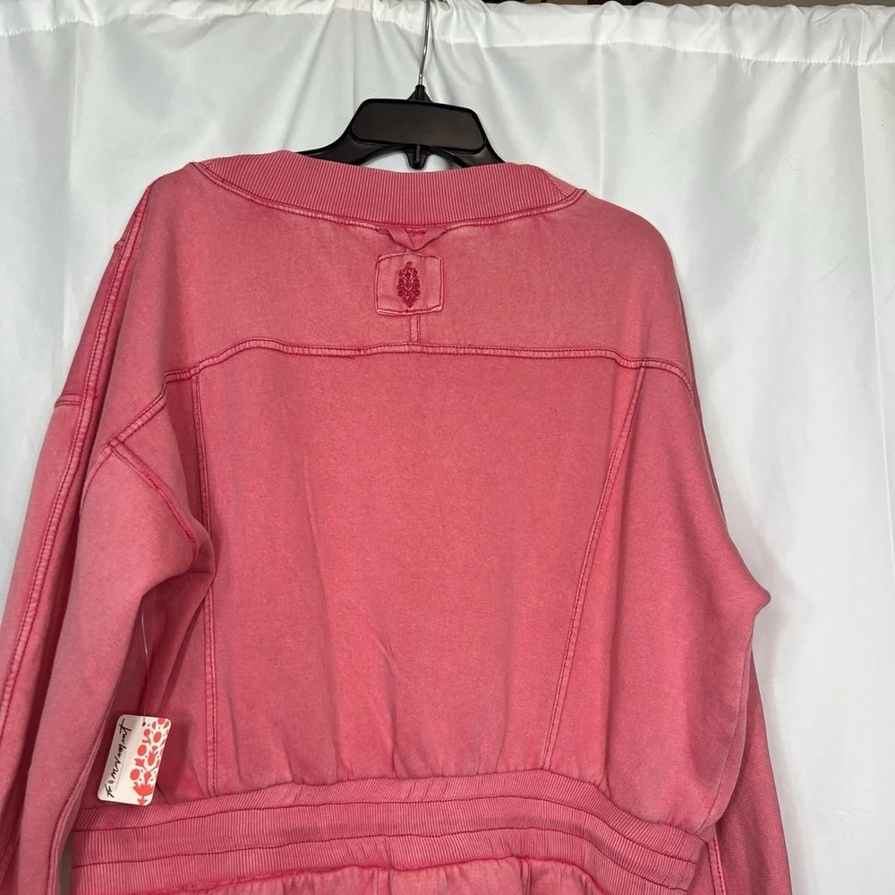 Free People FP Movement Intercept Romper Long Sleeve XL Hibiscus Pink Oversized